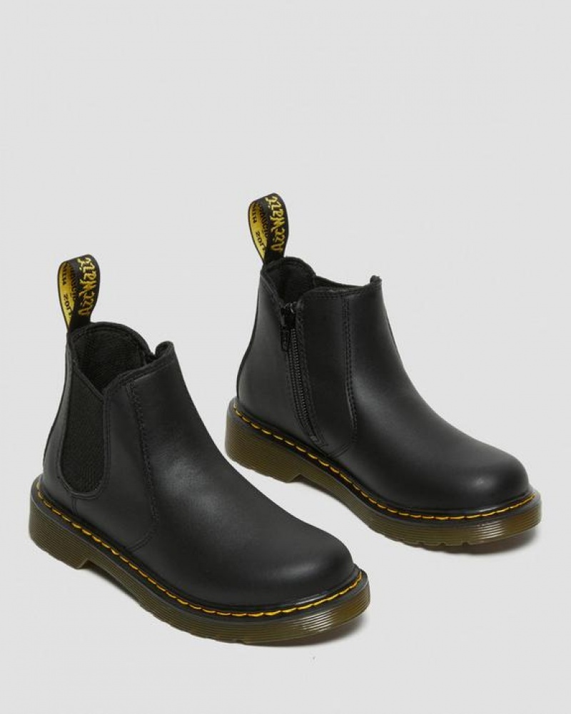 Black Kids' Dr Martens Junior 2976 Softy T Leather Chelsea Boots | USA_Dr37472