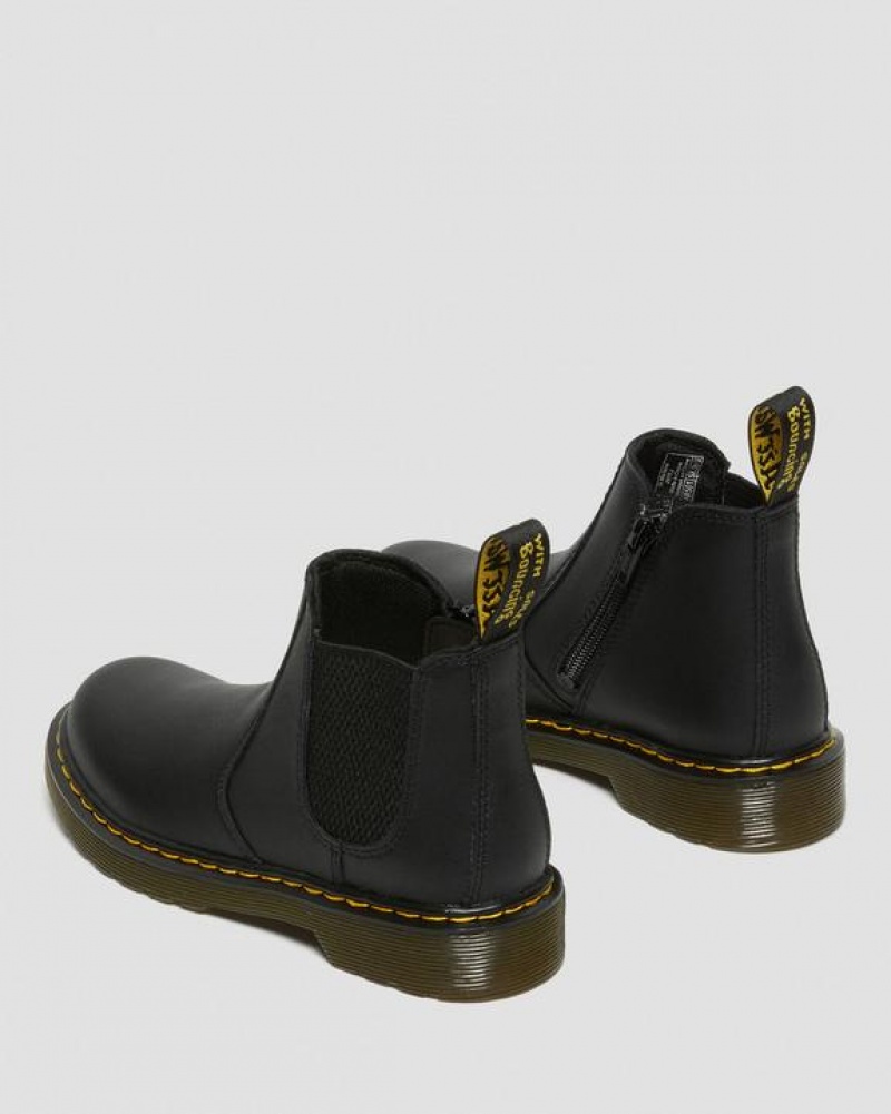 Black Kids' Dr Martens Junior 2976 Softy T Leather Chelsea Boots | USA_Dr37472