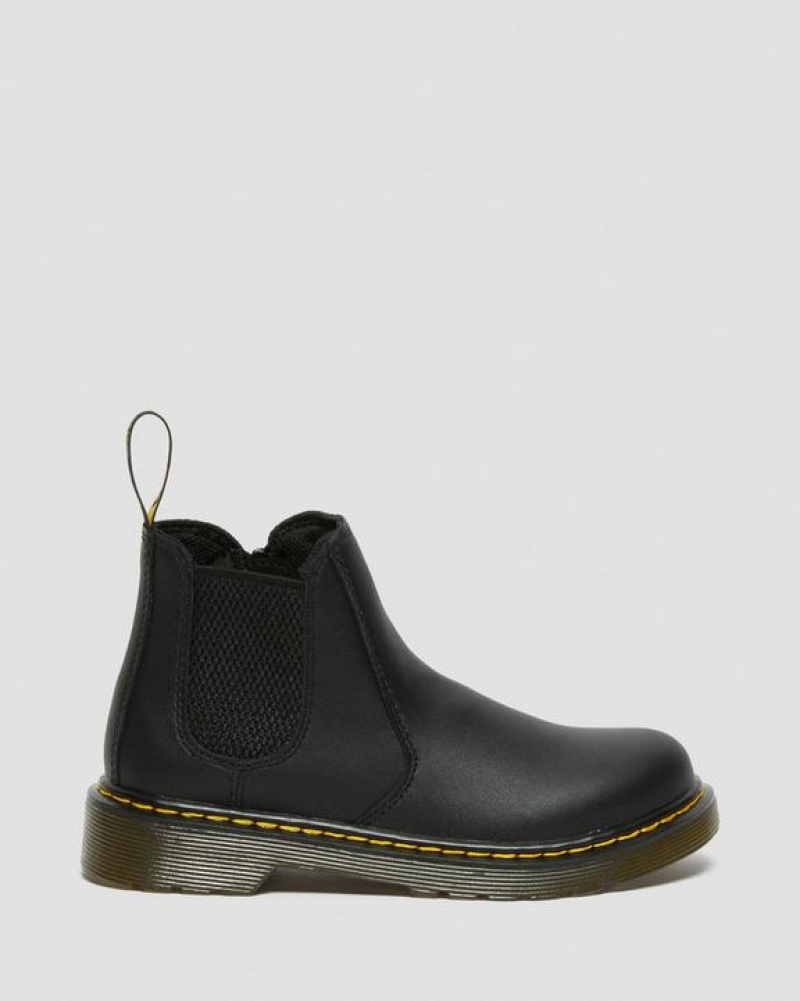 Black Kids' Dr Martens Junior 2976 Softy T Leather Chelsea Boots | USA_Dr37472