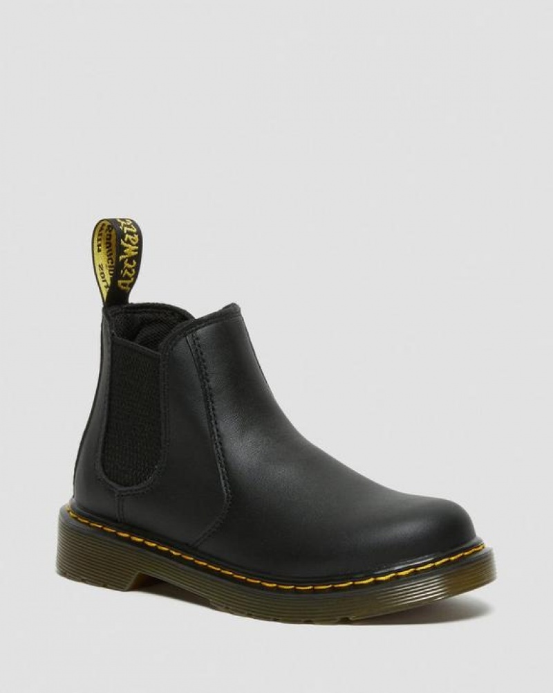 Black Kids\' Dr Martens Junior 2976 Softy T Leather Chelsea Boots | USA_Dr37472