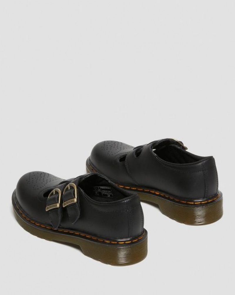 Black Kids' Dr Martens Junior 8065 Softy T Leather Mary Jane Shoes | USA_Dr88051