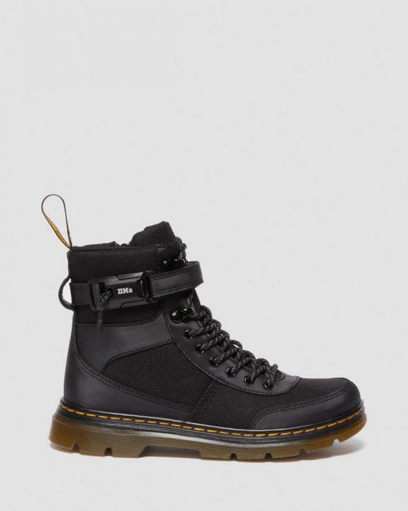 Black Kids' Dr Martens Junior Combs Tech Extra Tough Poly Casual Boots | USA_Dr28024