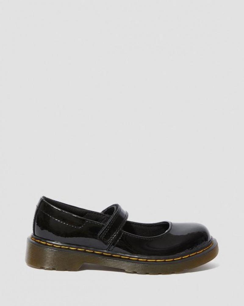 Black Kids' Dr Martens Junior Maccy Patent Leather Mary Jane Shoes | USA_Dr86127