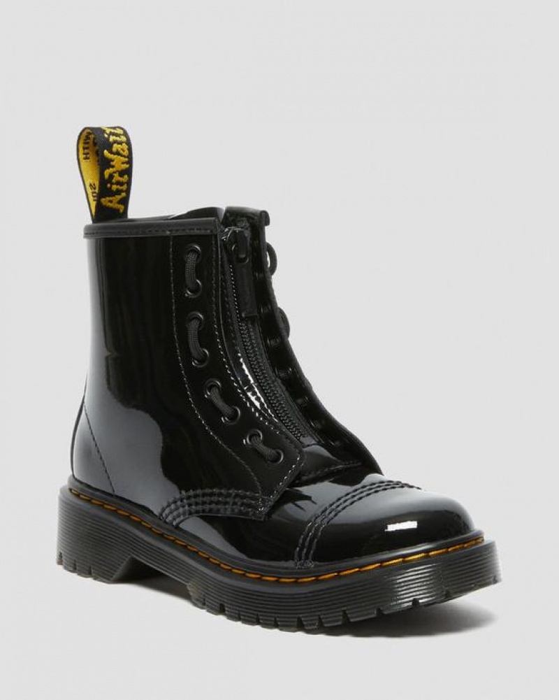 Black Kids\' Dr Martens Junior Sinclair Bex Patent Leather Boots | USA_Dr54722