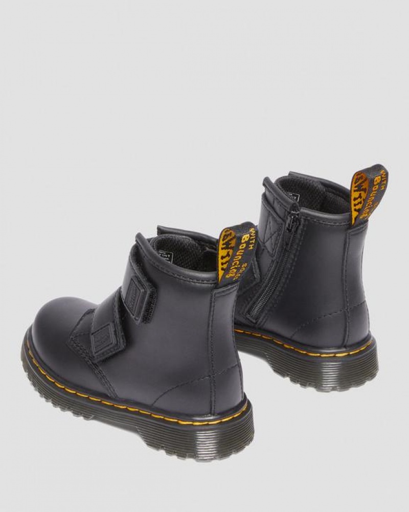 Black Kids' Dr Martens Toddler 1460 Double Strap Leather Boots | USA_Dr18723