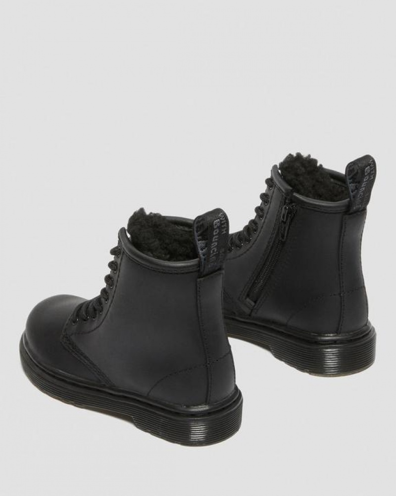 Black Kids' Dr Martens Toddler 1460 Faux Fur Lined Boots | USA_Dr26929