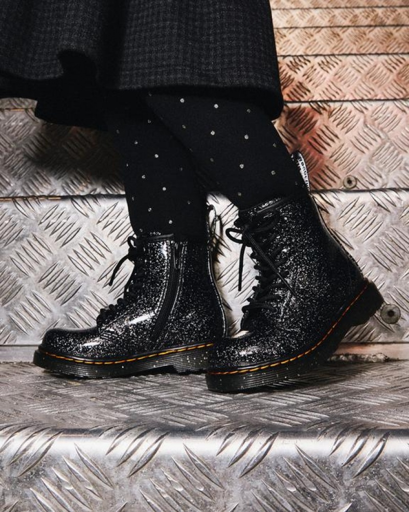 Black Kids' Dr Martens Toddler 1460 Glitter Lace Up Boots | USA_Dr99594