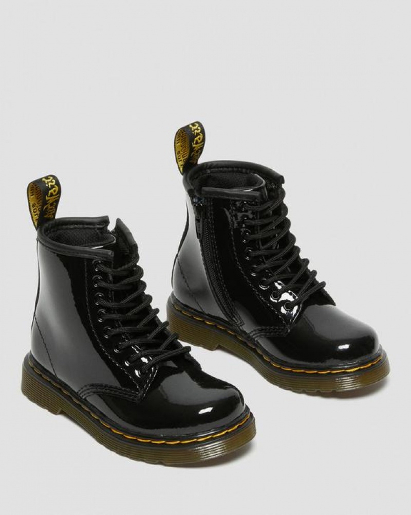 Black Kids' Dr Martens Toddler 1460 Patent Leather Lace Up Boots | USA_Dr11949