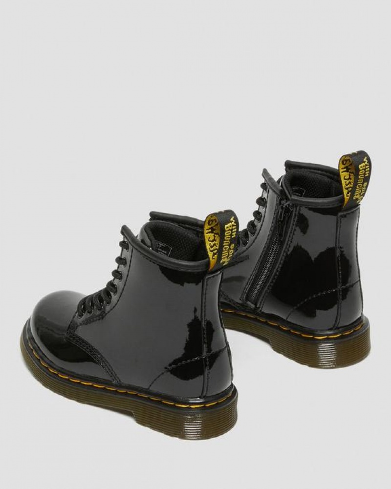 Black Kids' Dr Martens Toddler 1460 Patent Leather Lace Up Boots | USA_Dr11949