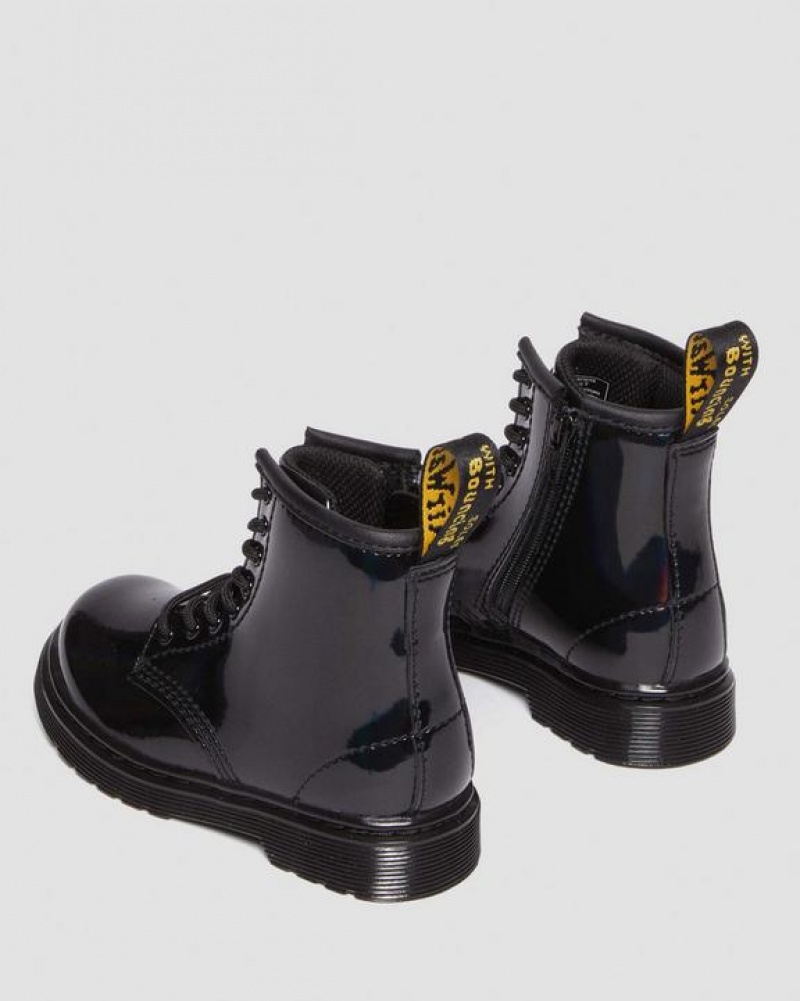 Black Kids' Dr Martens Toddler 1460 Rainbow Patent Leather Lace Up Boots | USA_Dr73957