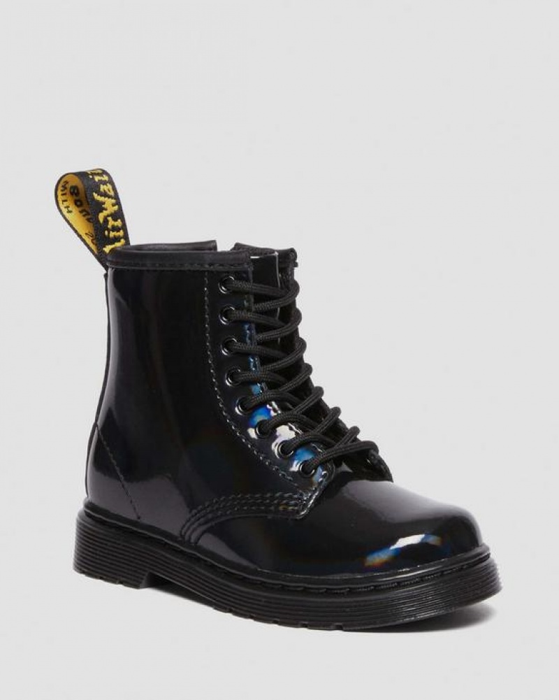 Black Kids\' Dr Martens Toddler 1460 Rainbow Patent Leather Lace Up Boots | USA_Dr73957