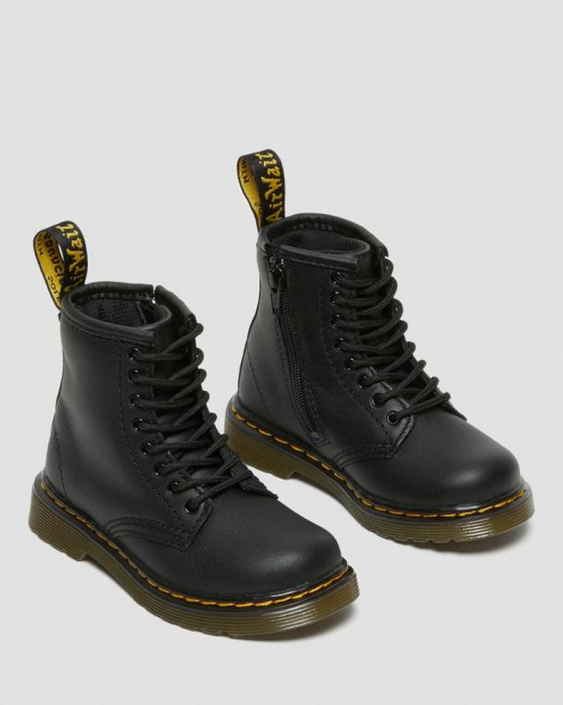 Black Kids' Dr Martens Toddler 1460 Softy T Leather Lace Up Boots | USA_Dr94686