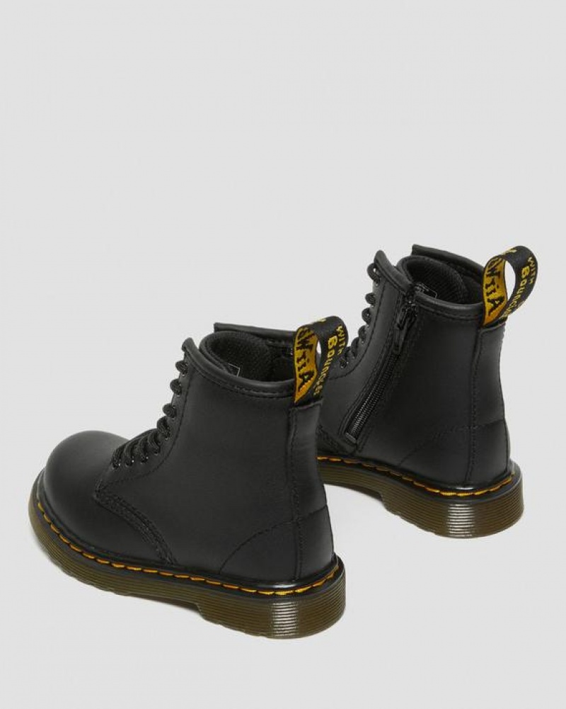 Black Kids' Dr Martens Toddler 1460 Softy T Leather Lace Up Boots | USA_Dr94686