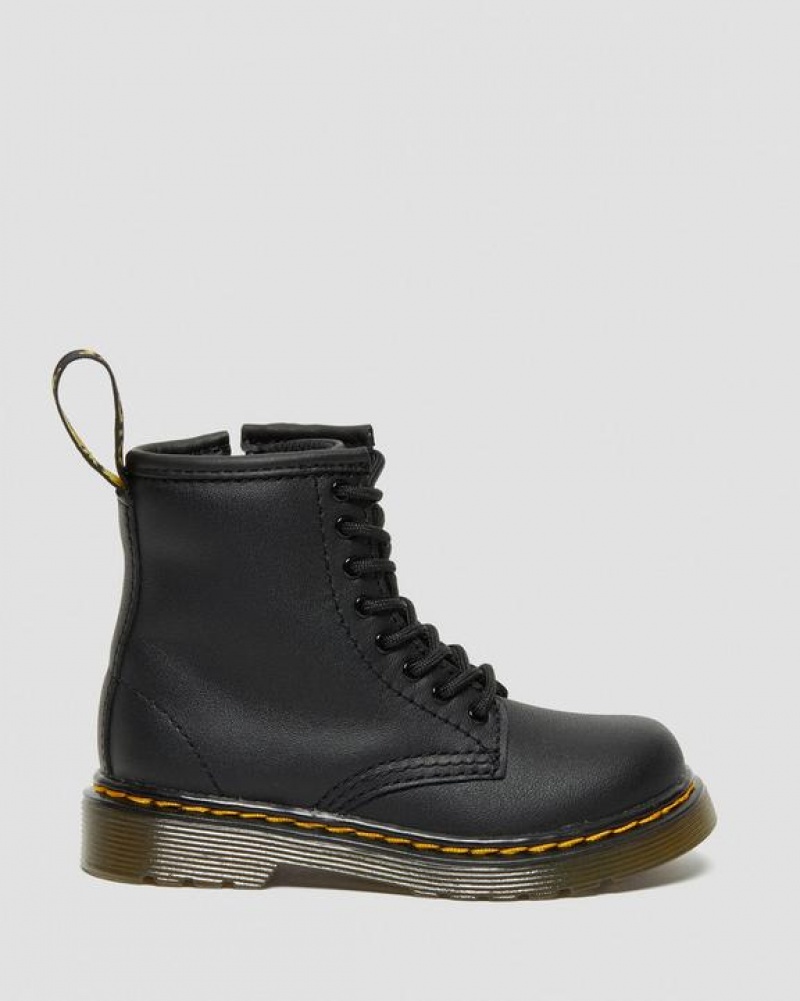 Black Kids' Dr Martens Toddler 1460 Softy T Leather Lace Up Boots | USA_Dr94686