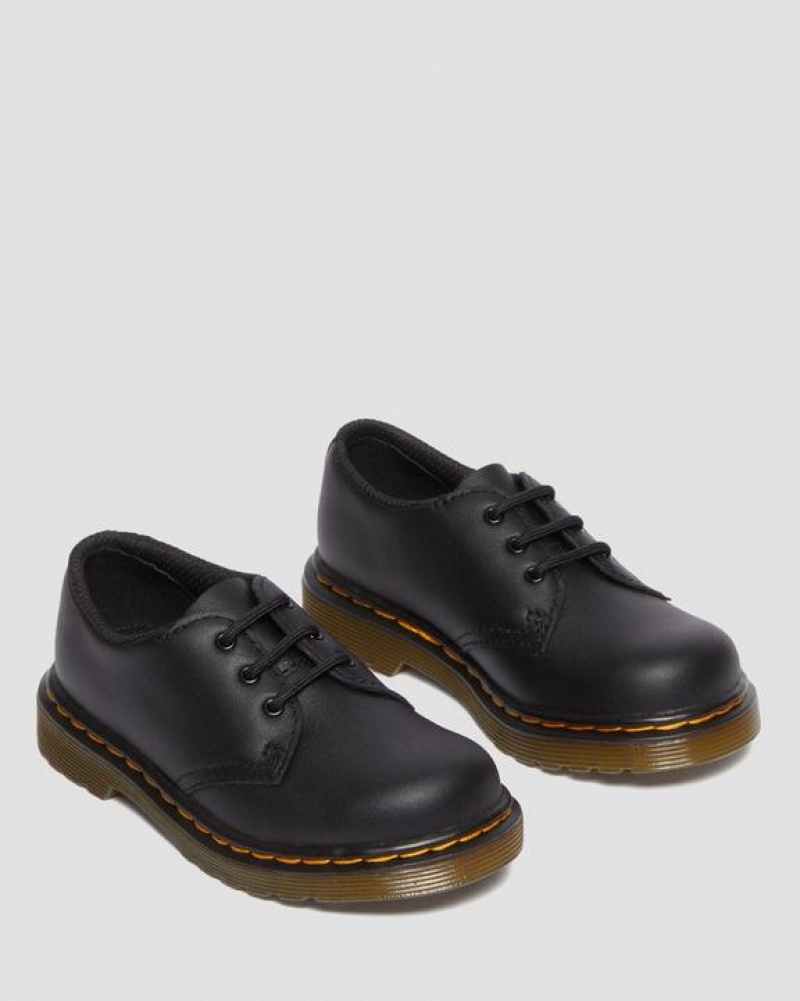 Black Kids' Dr Martens Toddler 1461 Softy T Leather Oxford Shoes | USA_Dr23814