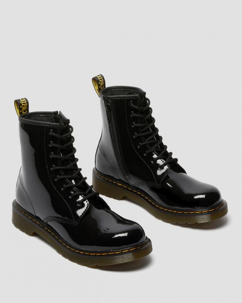 Black Kids' Dr Martens Youth 1460 Patent Leather Lace Up Boots | USA_Dr21231