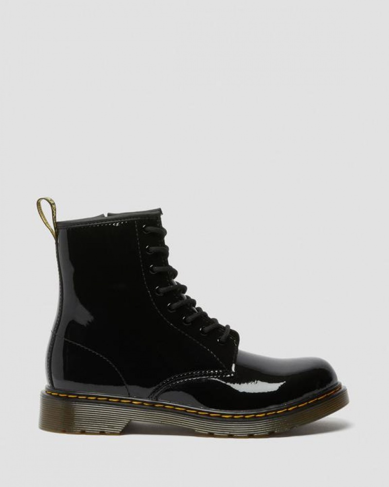 Black Kids' Dr Martens Youth 1460 Patent Leather Lace Up Boots | USA_Dr21231