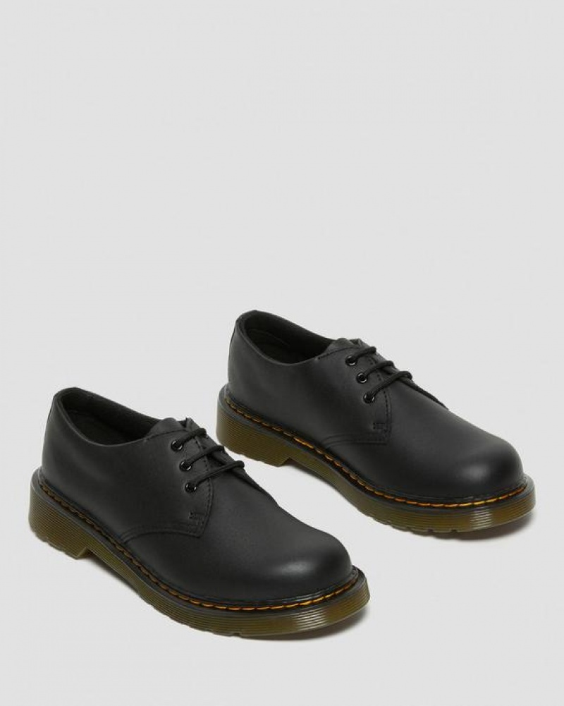 Black Kids' Dr Martens Youth 1461 Softy T Leather Shoes | USA_Dr67284