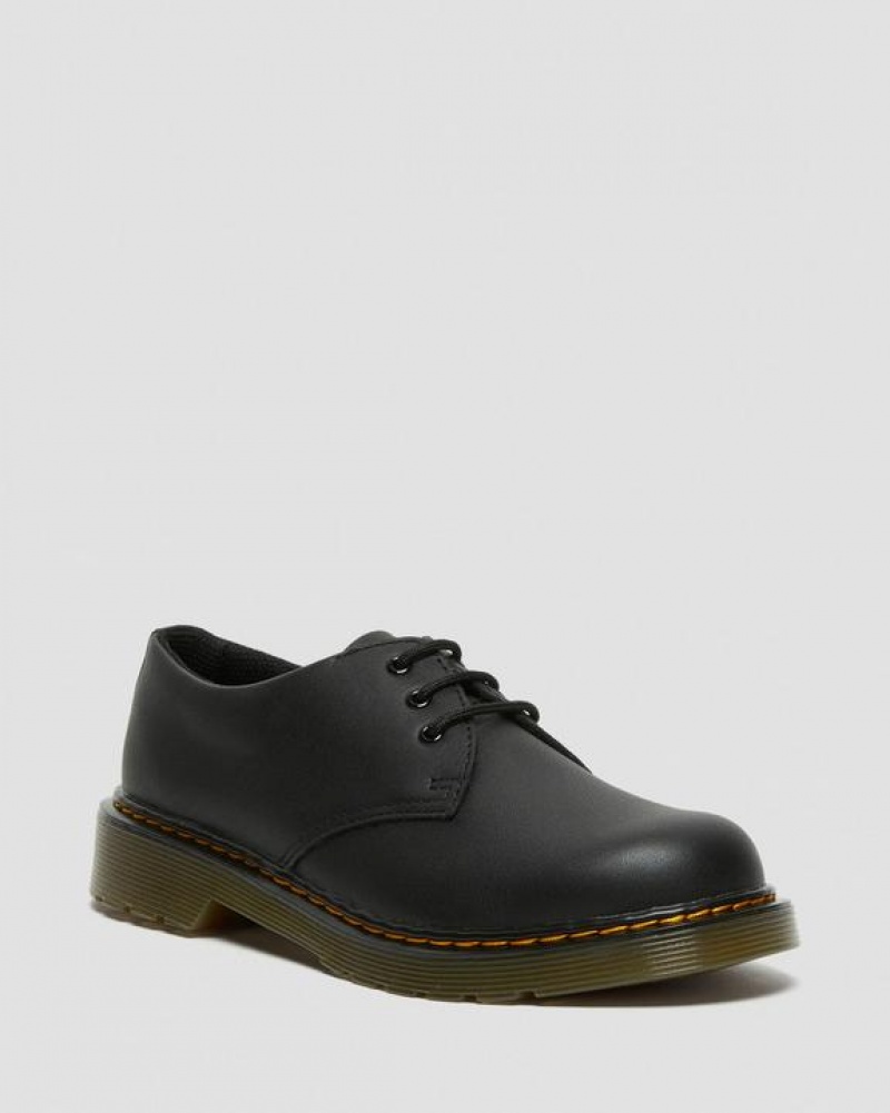 Black Kids\' Dr Martens Youth 1461 Softy T Leather Shoes | USA_Dr67284