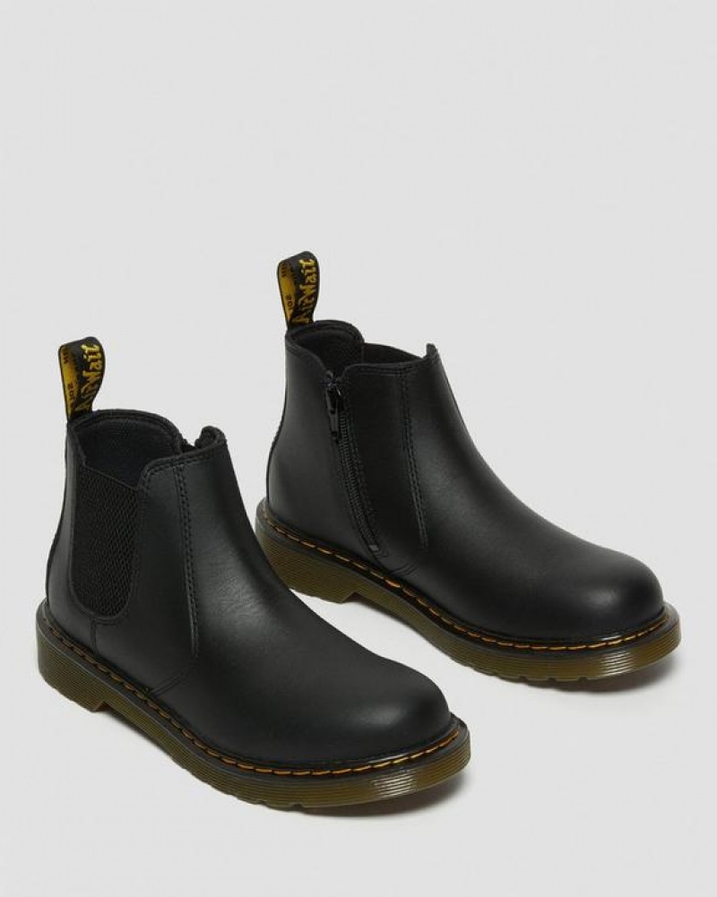 Black Kids' Dr Martens Youth 2976 Softy T Leather Chelsea Boots | USA_Dr76245