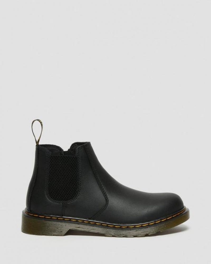 Black Kids' Dr Martens Youth 2976 Softy T Leather Chelsea Boots | USA_Dr76245