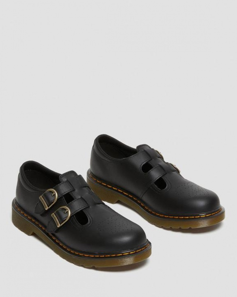 Black Kids' Dr Martens Youth 8065 Softy T Leather Mary Jane Shoes | USA_Dr44104