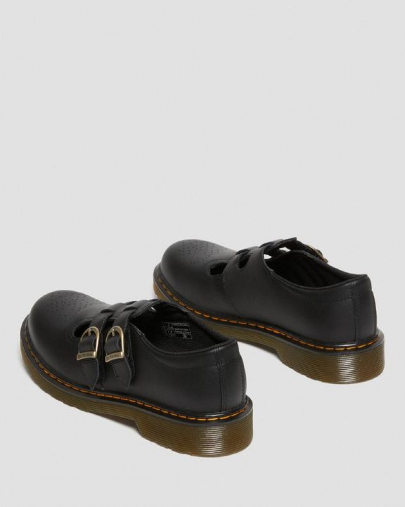 Black Kids' Dr Martens Youth 8065 Softy T Leather Mary Jane Shoes | USA_Dr44104