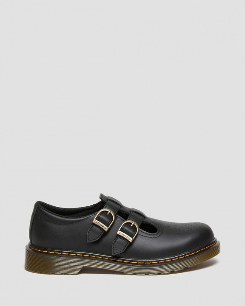 Black Kids' Dr Martens Youth 8065 Softy T Leather Mary Jane Shoes | USA_Dr44104