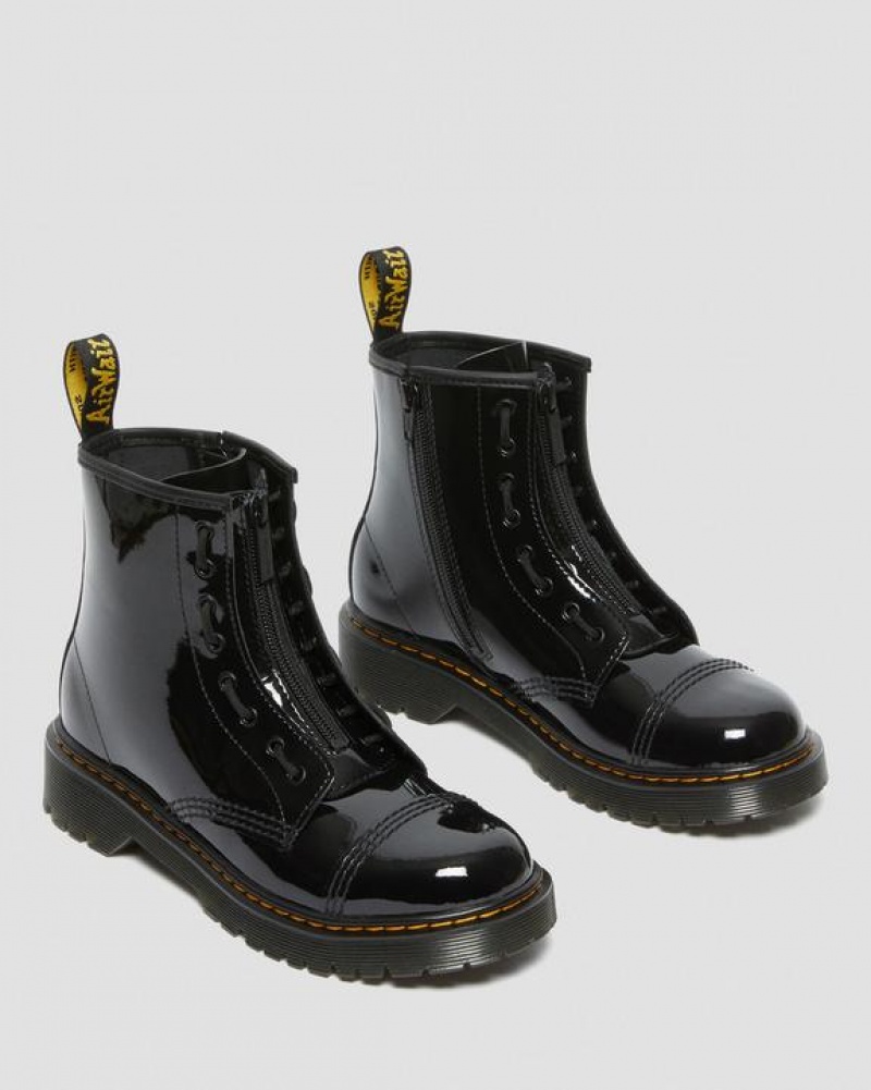 Black Kids' Dr Martens Youth Sinclair Bex Patent Leather Boots | USA_Dr69460