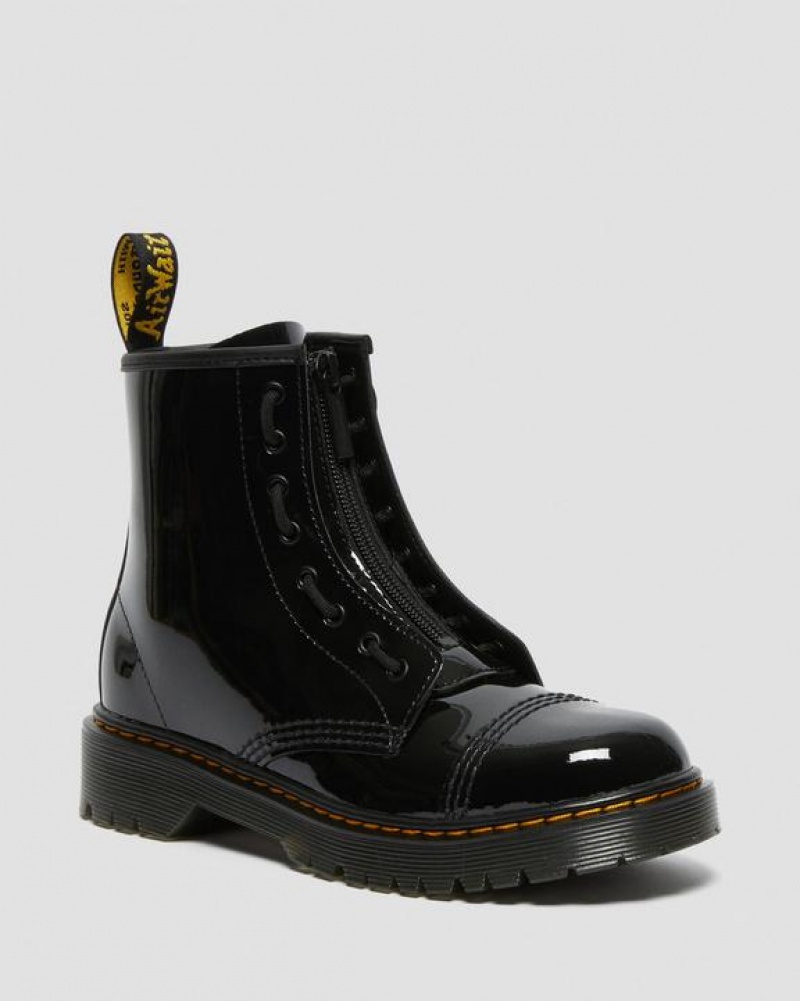 Black Kids\' Dr Martens Youth Sinclair Bex Patent Leather Boots | USA_Dr69460