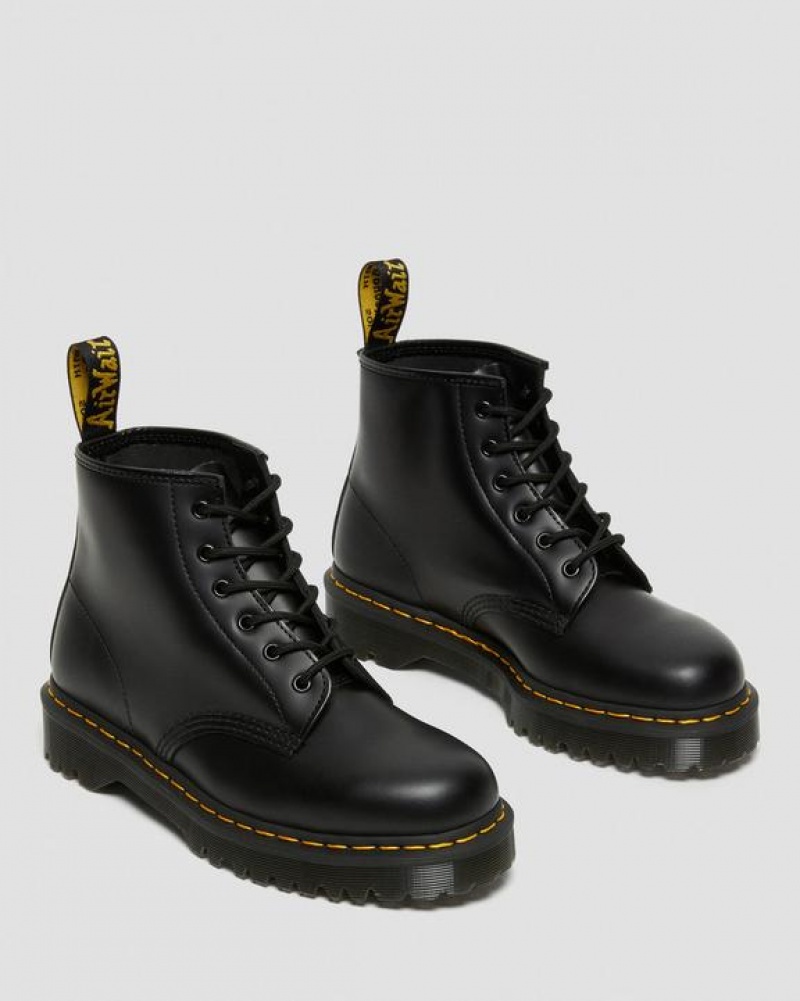 Black Men's Dr Martens 101 Bex Smooth Leather Ankle Platform Shoes | USA_Dr10596