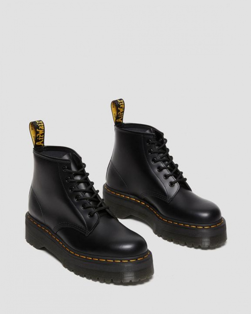 Black Men's Dr Martens 101 Smooth Leather Ankle Platform Shoes | USA_Dr29978