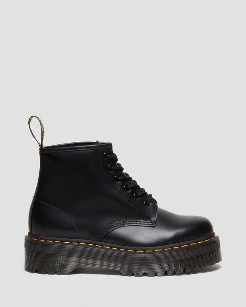 Black Men's Dr Martens 101 Smooth Leather Ankle Platform Shoes | USA_Dr29978