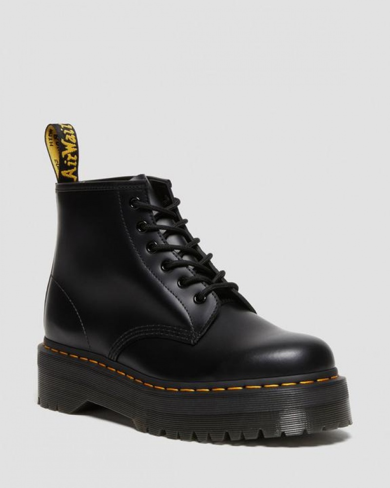 Black Men\'s Dr Martens 101 Smooth Leather Ankle Platform Shoes | USA_Dr29978