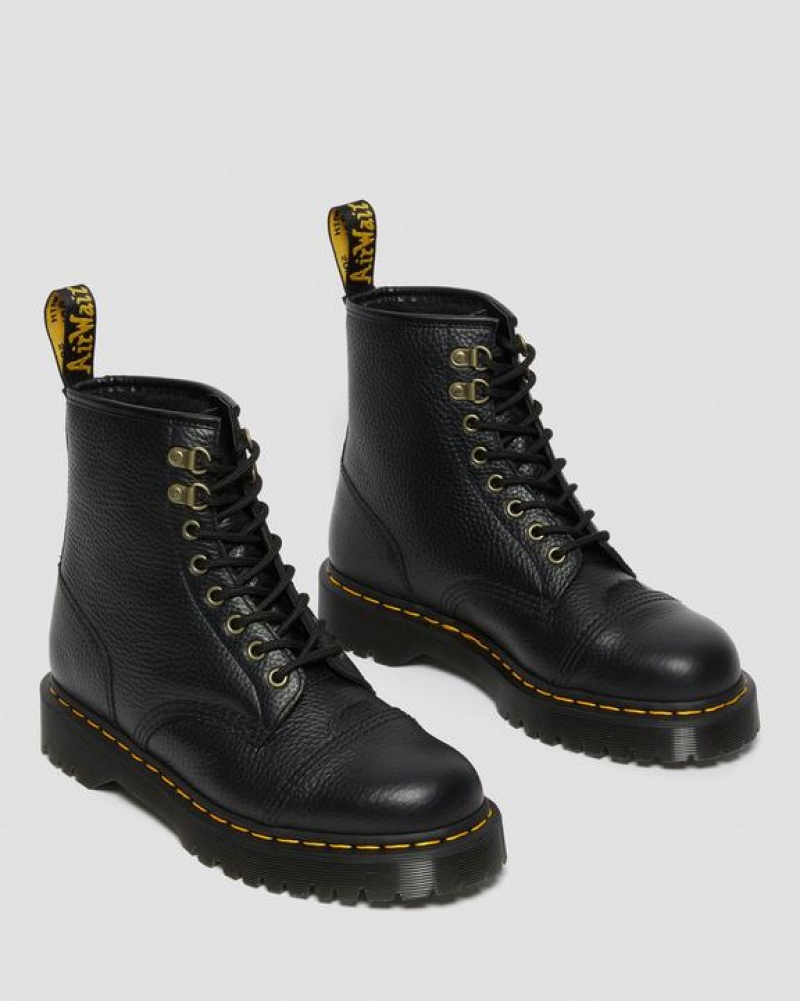 Black Men's Dr Martens 1460 Bex Fleece-Lined Leather Lace Up Platform Shoes | USA_Dr31087