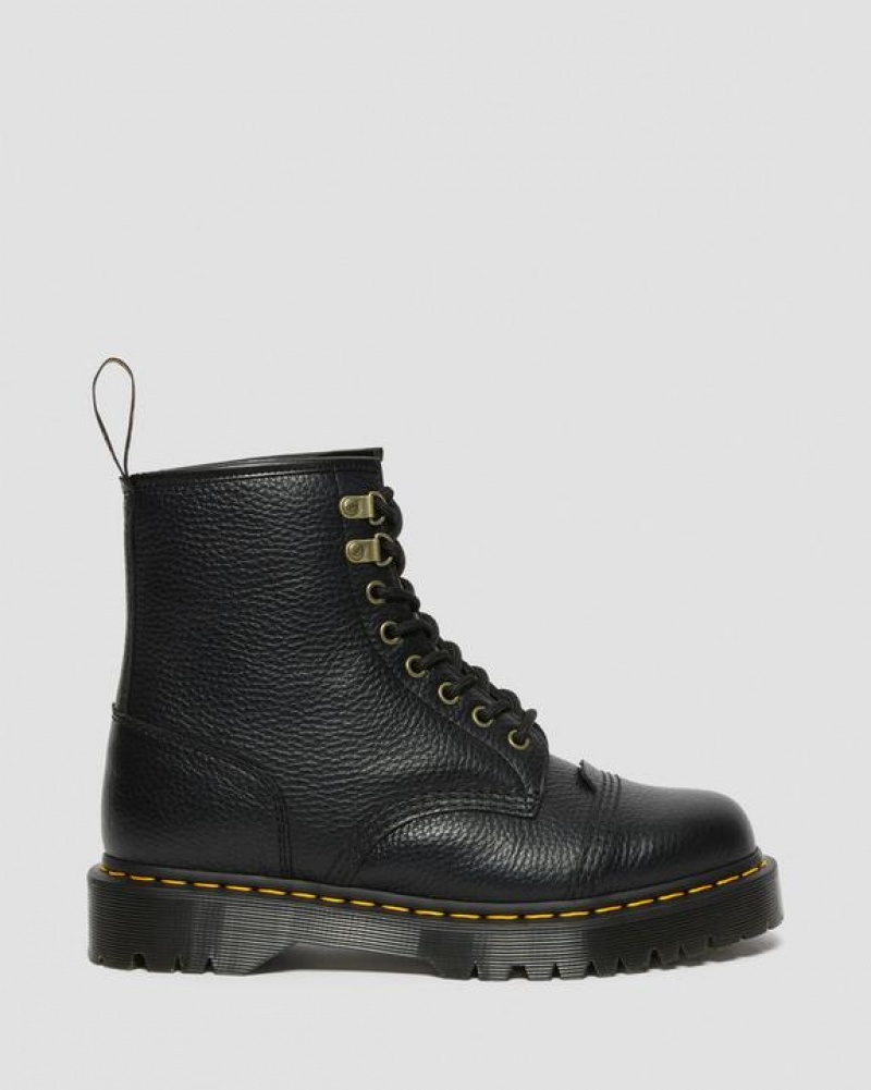 Black Men's Dr Martens 1460 Bex Fleece-Lined Leather Lace Up Platform Shoes | USA_Dr31087