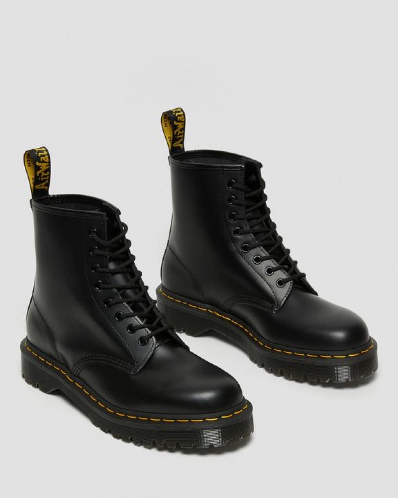 Black Men's Dr Martens 1460 Bex Smooth Leather Lace Up Platform Shoes | USA_Dr74084