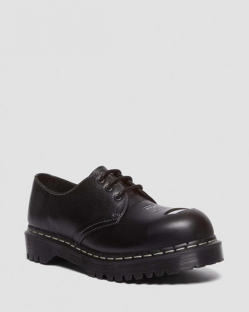 Black Men\'s Dr Martens 1461 Bex Exposed Steel Toe Oxford Shoes | USA_Dr66024