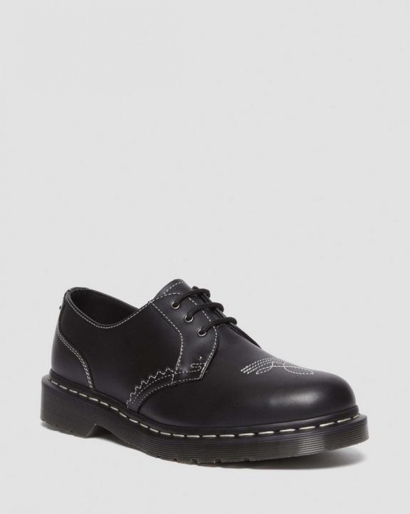 Black Men\'s Dr Martens 1461 Gothic Americana Leather Oxford Shoes | USA_Dr97628