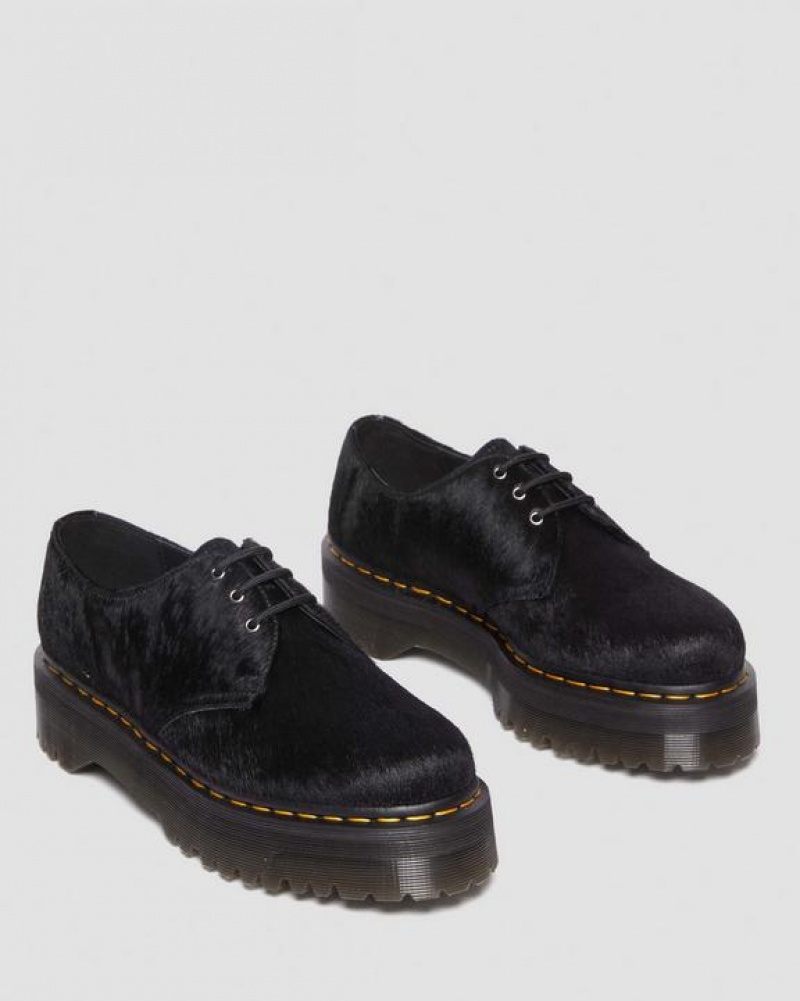 Black Men's Dr Martens 1461 Hair-On Platform Shoes | USA_Dr43213