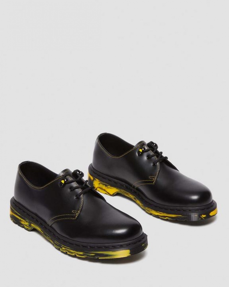 Black Men's Dr Martens 1461 Marbled Sole Leather Oxford Shoes | USA_Dr74026