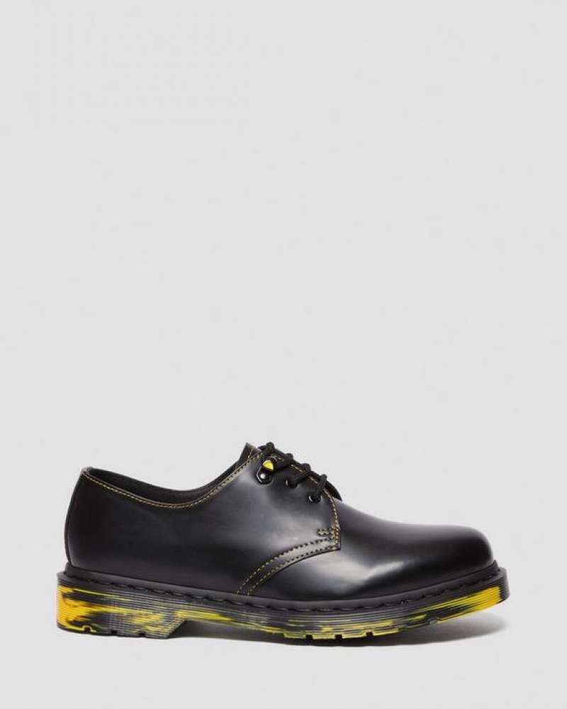 Black Men's Dr Martens 1461 Marbled Sole Leather Oxford Shoes | USA_Dr74026