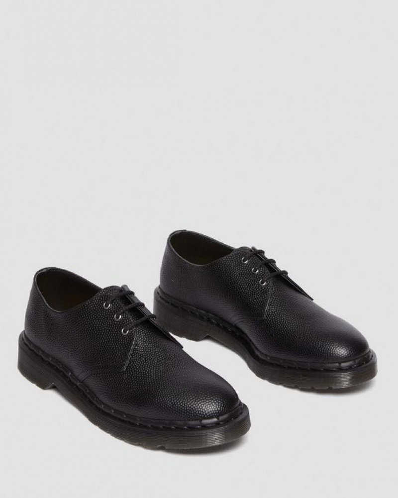 Black Men's Dr Martens 1461 Pebble Grain Leather Oxford Shoes | USA_Dr75319