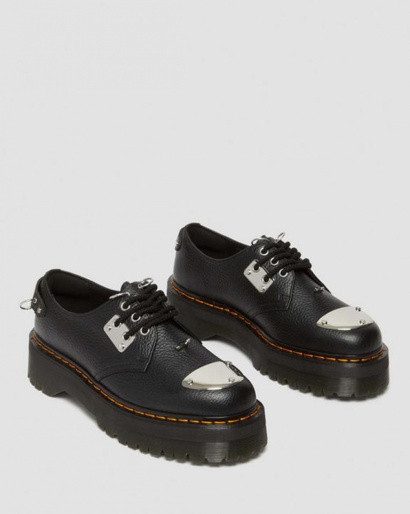 Black Men's Dr Martens 1461 Piercing Milled Nappa Leather Shoes | USA_Dr77395