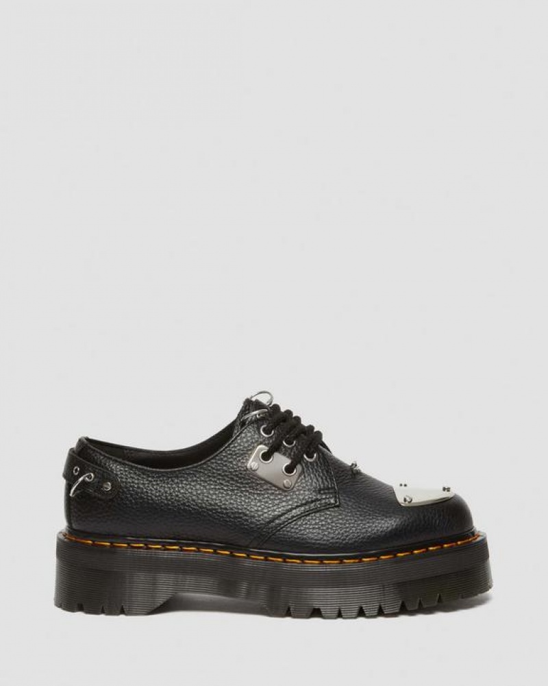 Black Men's Dr Martens 1461 Piercing Milled Nappa Leather Shoes | USA_Dr77395