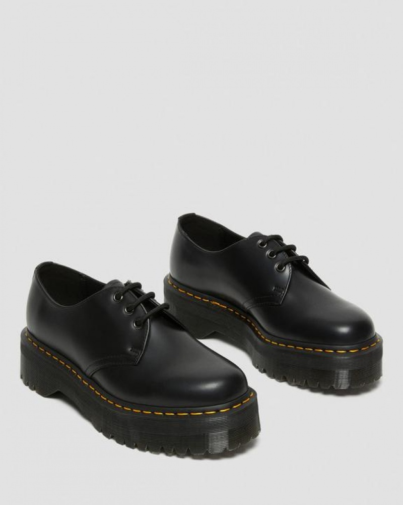 Black Men's Dr Martens 1461 Smooth Leather Platform Shoes | USA_Dr37124