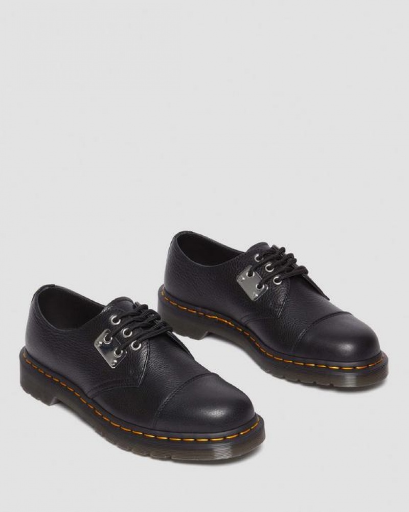 Black Men's Dr Martens 1461 Toe Plate Lunar Leather Oxford Shoes | USA_Dr19499