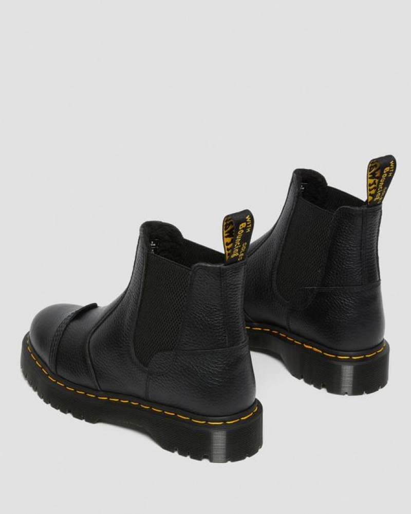 Black Men's Dr Martens 2976 Bex Fleece-Lined Chelsea Platform Shoes | USA_Dr32624