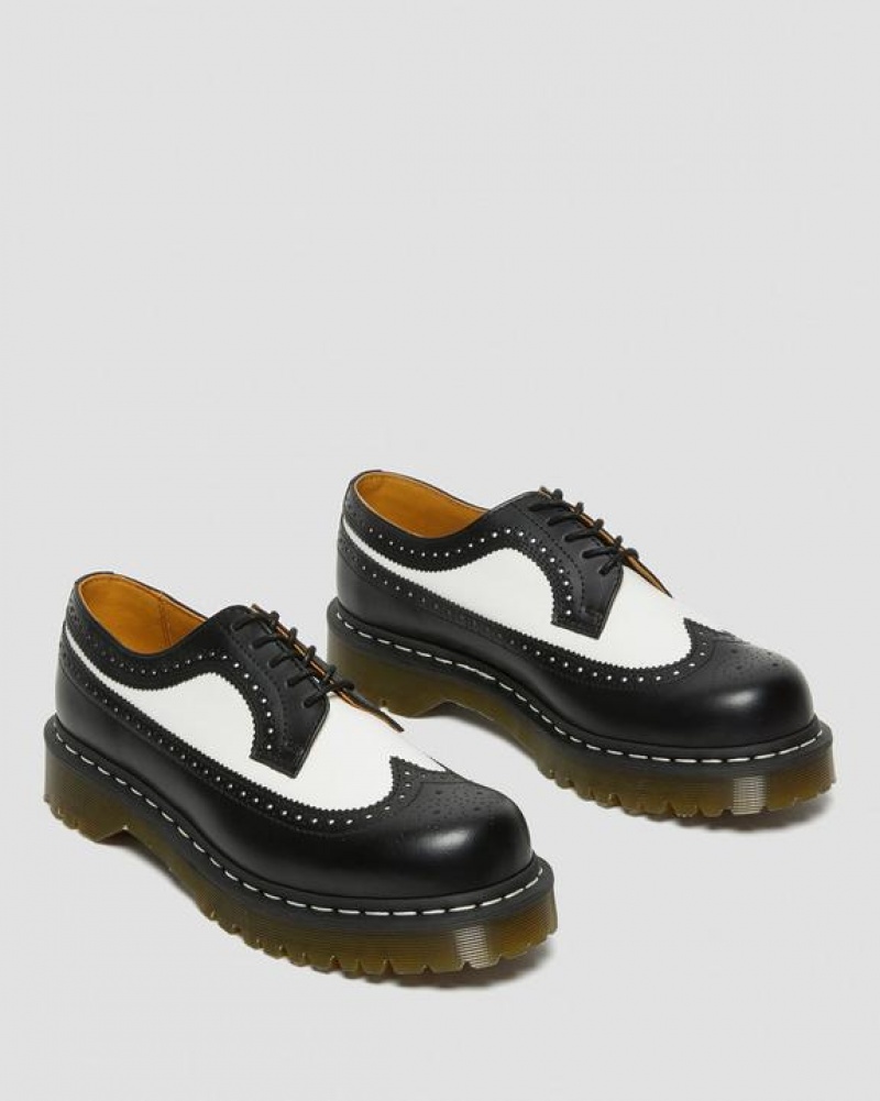 Black Men's Dr Martens 3989 Bex Smooth Leather Brogue Platform Shoes | USA_Dr33402