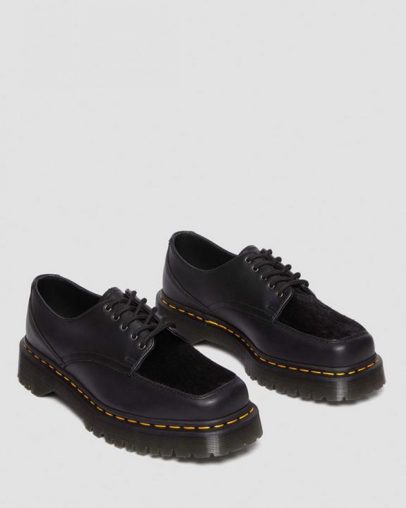 Black Men's Dr Martens 5-Eye Bex Square Toe Hair-On & Leather Shoes | USA_Dr40101